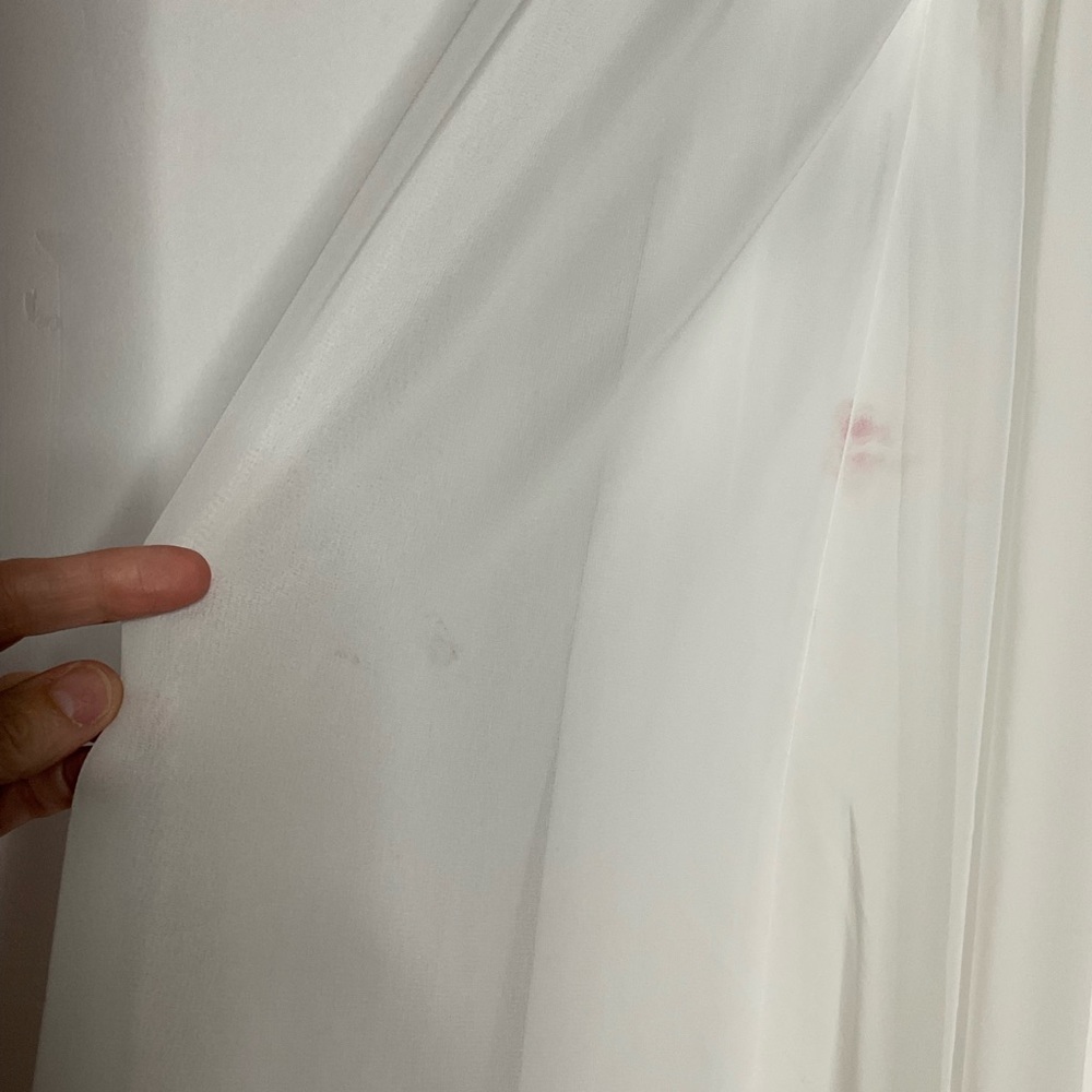 NWT Ieena for MacDuggal White High Neck Halter Gathered Bow Chiffon Maxi Gown - Picture 9 of 12
